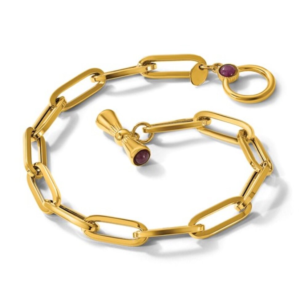 ✨ NWT Herco 14K Gold Ruby Paperclip Toggle Bracelet ✨